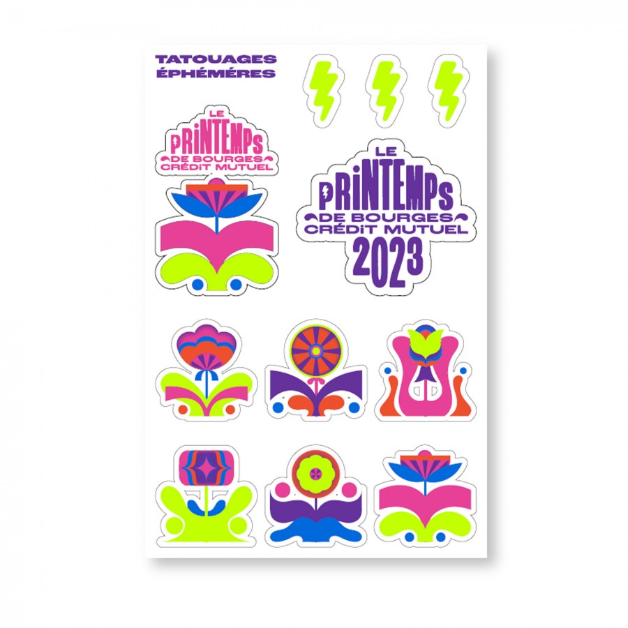 Planche de Tatoo Fleurs 2023 Fluo