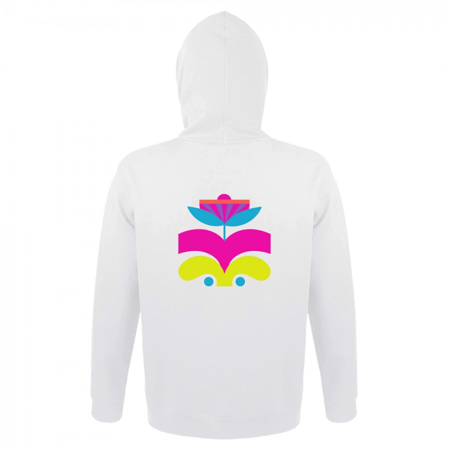 Sweat Capuche Blanc Fleur